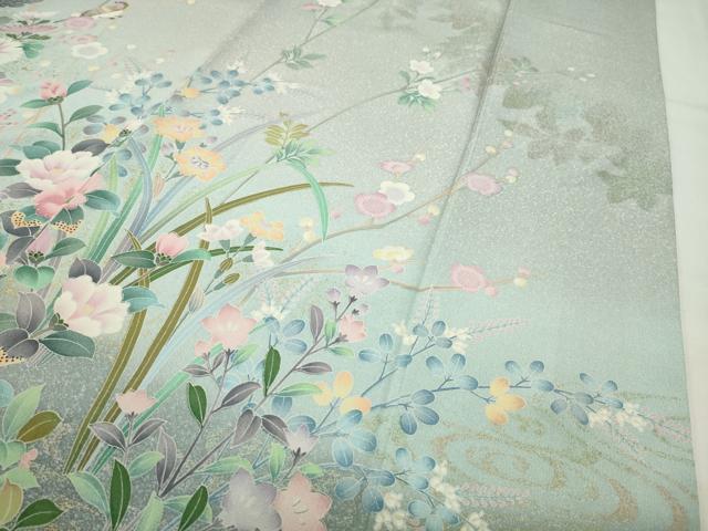 平和屋着物●訪問着　友禅　休み鳥花文　暈し染め　金彩　正絹　逸品　CABD9378gh