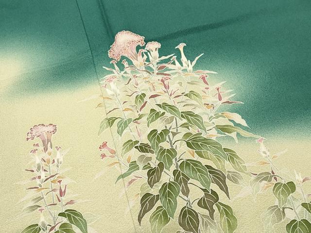 平和屋着物●京加賀友禅　松本健一　訪問着　草花文　暈し染め　正絹　逸品　CABD9379gh