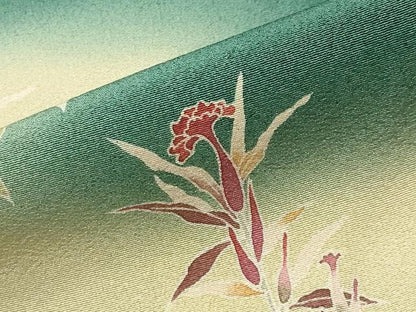 平和屋着物●京加賀友禅　松本健一　訪問着　草花文　暈し染め　正絹　逸品　CABD9379gh