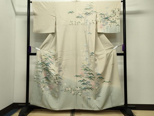 平和屋着物●訪問着　友禅　作家物　松竹梅文　暈し染め　さが美扱い　正絹　逸品　CABD9380gh