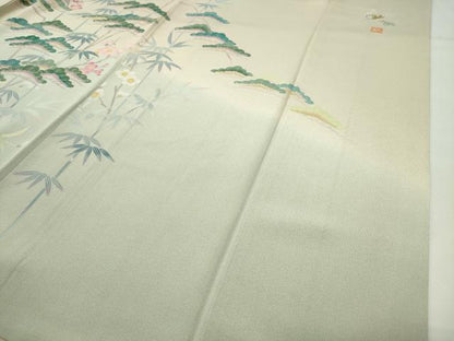平和屋着物●訪問着　友禅　作家物　松竹梅文　暈し染め　さが美扱い　正絹　逸品　CABD9380gh