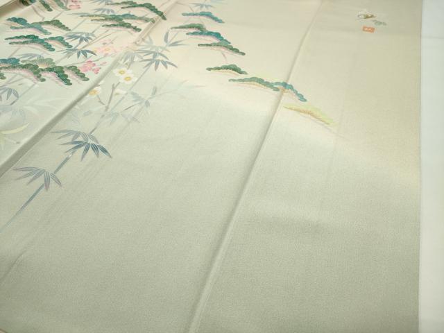 平和屋着物●訪問着　友禅　作家物　松竹梅文　暈し染め　さが美扱い　正絹　逸品　CABD9380gh
