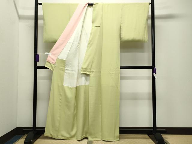 平和屋着物●本加賀友禅作家　成竹登茂男監修　色無地　堅牢染　女郎花色　正絹　逸品　CABD9383gh