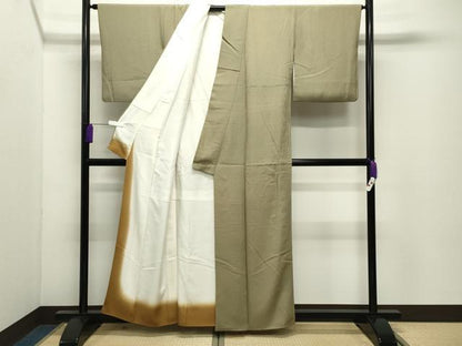 平和屋着物●江戸小紋　万筋　深緑色×木蘭色　正絹　逸品　CABD9385gh