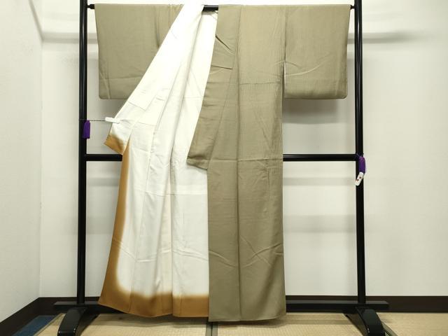 平和屋着物●江戸小紋　万筋　深緑色×木蘭色　正絹　逸品　CABD9385gh