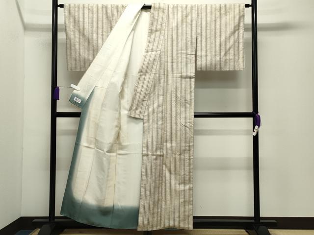 平和屋着物●ぜんまい紬　縞　やまと誂製　正絹　逸品　未使用　CABD9387gh