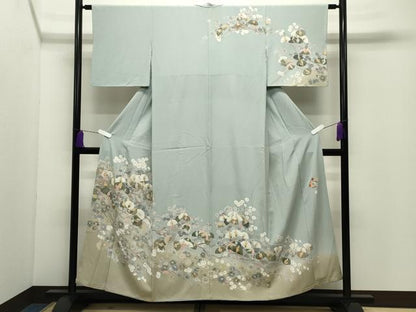 平和屋着物●高級染元　粋峰　林芳夫　京加賀友禅　訪問着　枝松花文　暈し染め　正絹　逸品　CABD9389gh