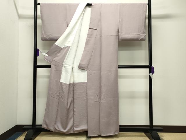 平和屋着物●無地絵羽訪問着　雲重ね青海波地紋　牡丹鼠色　正絹　逸品　CABD9392gh