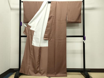 平和屋着物●二代目清次郎　手描き　色無地　丁子茶色　正絹　逸品　CABD9394gh