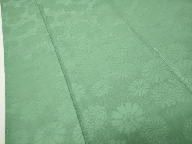平和屋着物●上質な色無地　舞花地紋　若緑色　正絹　逸品　未使用　CABD9395gh