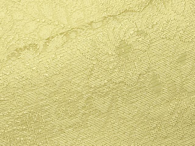 平和屋着物●上質な色無地　辻が花地紋　青朽葉色　ロング丈　正絹　逸品　CABD9396gh