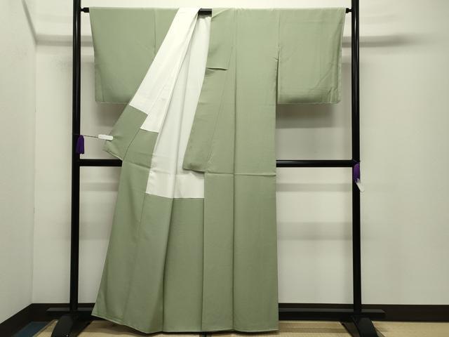 平和屋着物●上質な色無地　若葉色　正絹　逸品　CABD9397gh