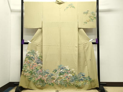平和屋着物●訪問着　友禅　作家物　風景松竹梅文　暈し染め　正絹　逸品　CABD9398gh