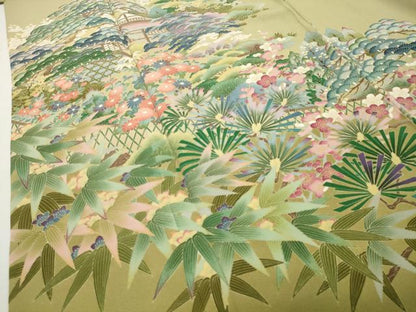 平和屋着物●訪問着　友禅　作家物　風景松竹梅文　暈し染め　正絹　逸品　CABD9398gh
