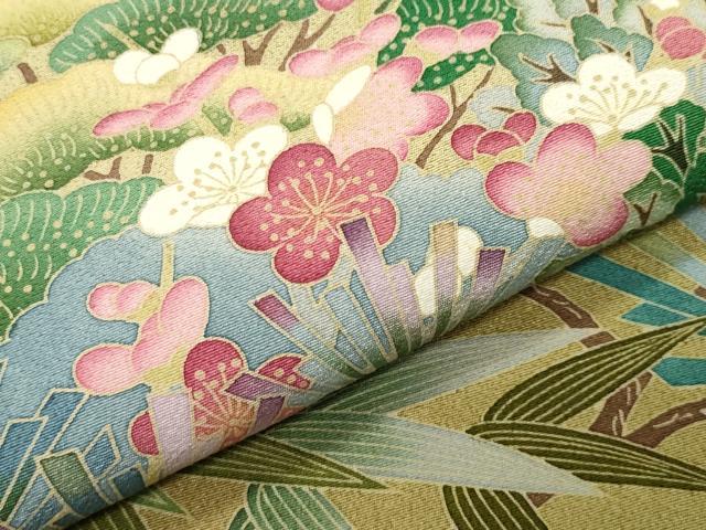 平和屋着物●訪問着　友禅　作家物　風景松竹梅文　暈し染め　正絹　逸品　CABD9398gh