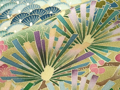 平和屋着物●訪問着　友禅　作家物　風景松竹梅文　暈し染め　正絹　逸品　CABD9398gh