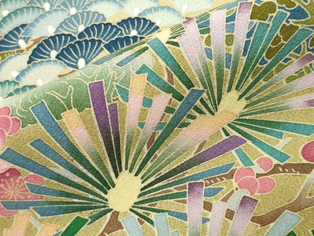 平和屋着物●訪問着　友禅　作家物　風景松竹梅文　暈し染め　正絹　逸品　CABD9398gh