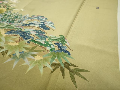 平和屋着物●訪問着　友禅　作家物　風景松竹梅文　暈し染め　正絹　逸品　CABD9398gh
