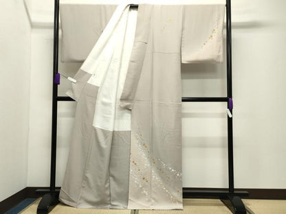 平和屋着物●訪問着　駒刺繍　竹屋町刺繍　箔散らし舞花文　暈し染め　金糸　正絹　逸品　CABD9399gh