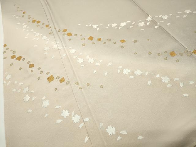 平和屋着物●訪問着　駒刺繍　竹屋町刺繍　箔散らし舞花文　暈し染め　金糸　正絹　逸品　CABD9399gh