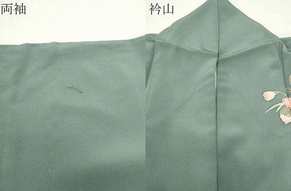 平和屋着物●訪問着　友禅　草花文　正絹　逸品　CABD9402gh