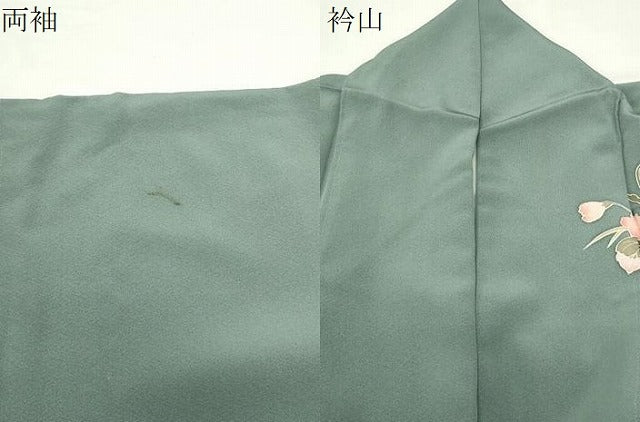 平和屋着物●訪問着　友禅　草花文　正絹　逸品　CABD9402gh