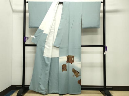 平和屋着物●越後染印傳　根津青宗　色留袖　器物文　暈し染め　金銀彩　正絹　逸品　CABD9405gh