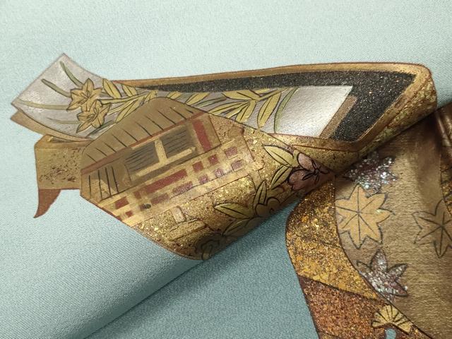 平和屋着物●越後染印傳　根津青宗　色留袖　器物文　暈し染め　金銀彩　正絹　逸品　CABD9405gh