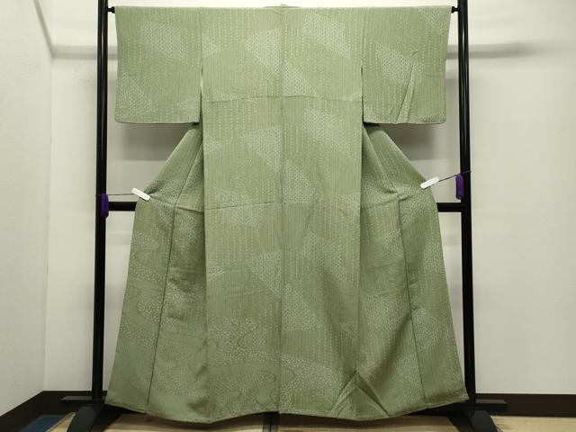 平和屋着物●訪問着　江戸小紋　流水青海波舞花文　鬼しぼ縮緬　正絹　逸品　CABD9406gh