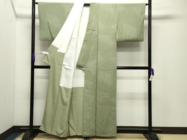 平和屋着物●訪問着　江戸小紋　流水青海波舞花文　鬼しぼ縮緬　正絹　逸品　CABD9406gh