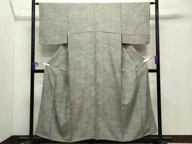 平和屋着物●人間国宝　小宮康孝　江戸小紋　万筋　黒色×白色　黒色　正絹　逸品　CABD9407gh
