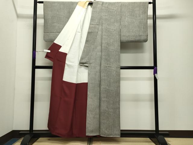 平和屋着物●人間国宝　小宮康孝　江戸小紋　万筋　黒色×白色　黒色　正絹　逸品　CABD9407gh