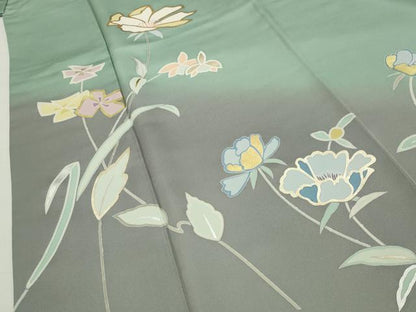 平和屋着物●訪問着　草花文　暈し染め　金銀彩　正絹　逸品　CABD9414gh