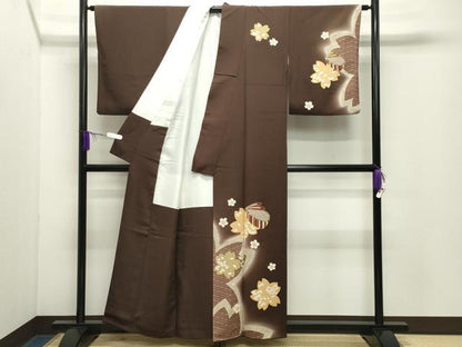 平和屋着物●訪問着　ぽっくり下駄　舞花文　暈し染め　金彩　正絹　逸品　CABD9415gh