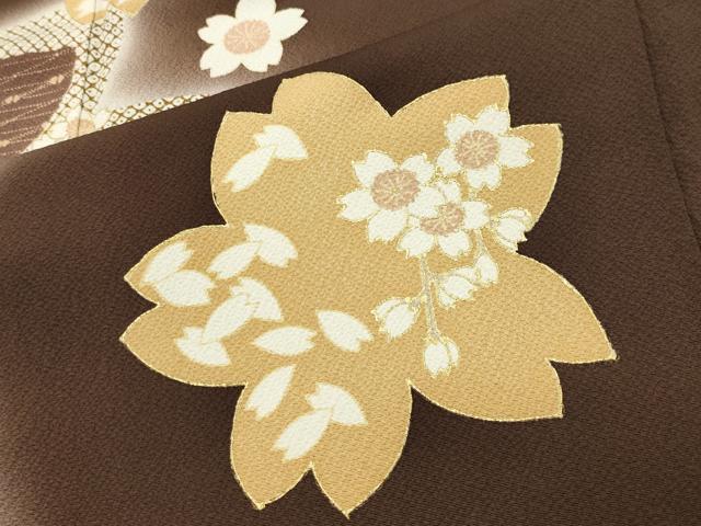 平和屋着物●訪問着　ぽっくり下駄　舞花文　暈し染め　金彩　正絹　逸品　CABD9415gh