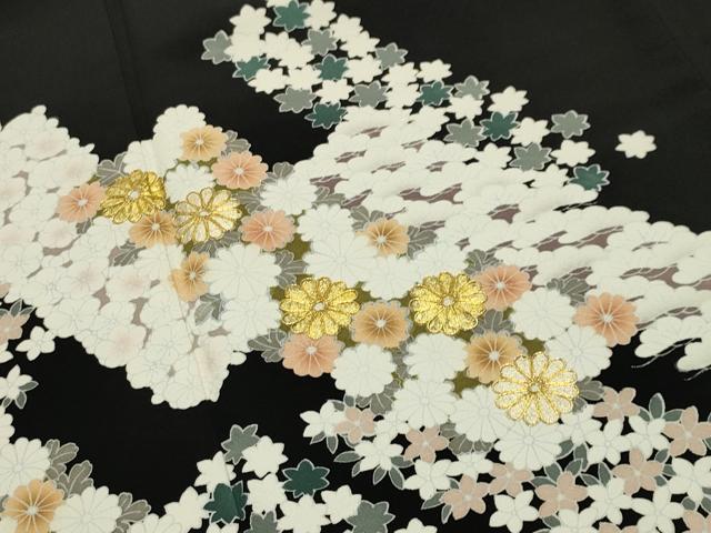 平和屋着物●豪華黒留袖　駒刺繍　梅松花文　金銀彩　鈴乃屋扱い　正絹　逸品　CABD9418gh
