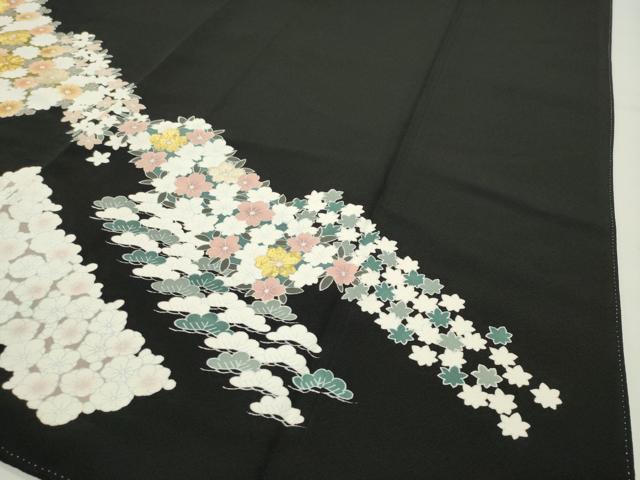 平和屋着物●豪華黒留袖　駒刺繍　梅松花文　金銀彩　鈴乃屋扱い　正絹　逸品　CABD9418gh