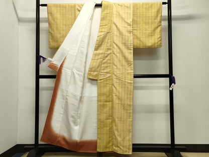平和屋着物●上質な紬　縞　正絹　逸品　CABD9419gh