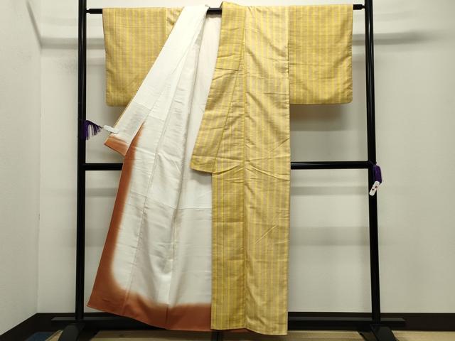 平和屋着物●上質な紬　縞　正絹　逸品　CABD9419gh