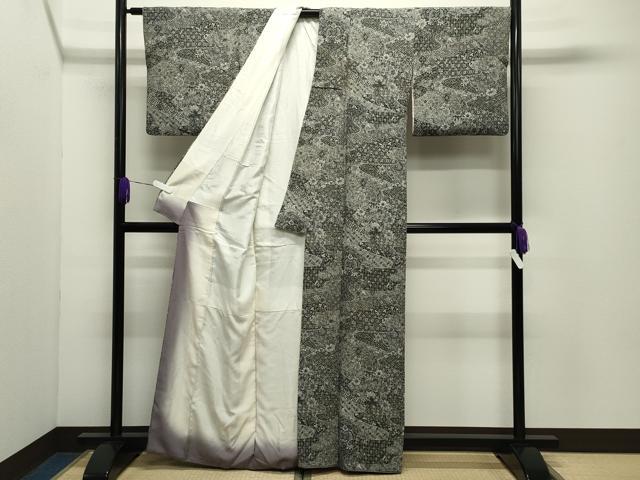 平和屋着物●伝統工芸士　更清　小紋　鏡裏花文　正絹　逸品　CABD9425gh