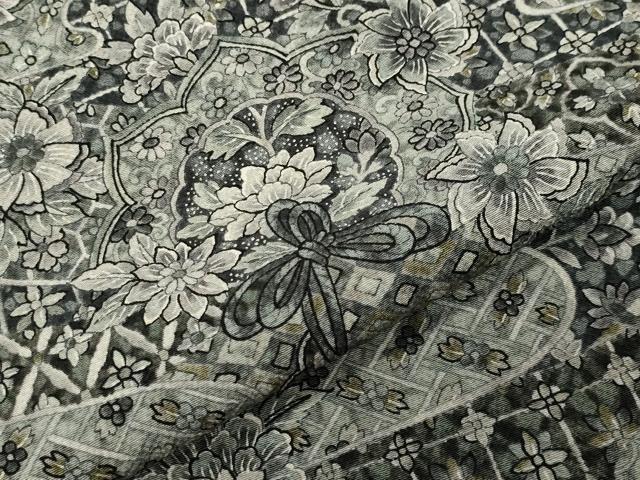 平和屋着物●伝統工芸士　更清　小紋　鏡裏花文　正絹　逸品　CABD9425gh