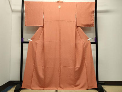 平和屋着物●上質な色無地　草花地紋　黄丹色　やまと誂製　正絹　逸品　未使用　CABD9426gh