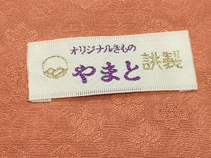 平和屋着物●上質な色無地　草花地紋　黄丹色　やまと誂製　正絹　逸品　未使用　CABD9426gh