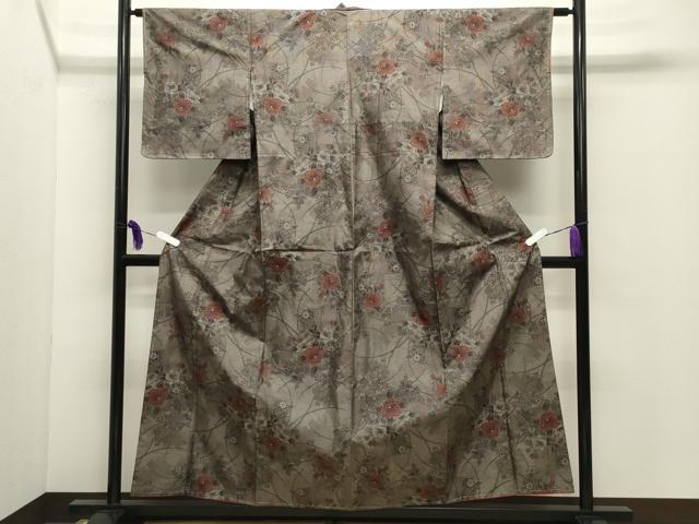 平和屋着物●本場大島紬　9マルキ　草花文　正絹　逸品　未使用　CABD9427gh