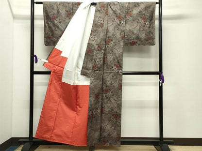 平和屋着物●本場大島紬　9マルキ　草花文　正絹　逸品　未使用　CABD9427gh