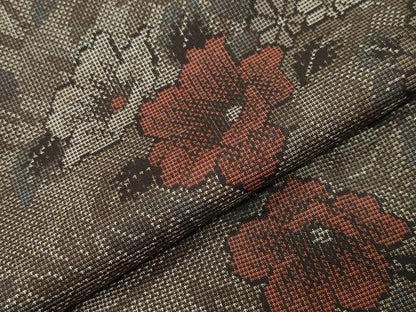 平和屋着物●本場大島紬　9マルキ　草花文　正絹　逸品　未使用　CABD9427gh