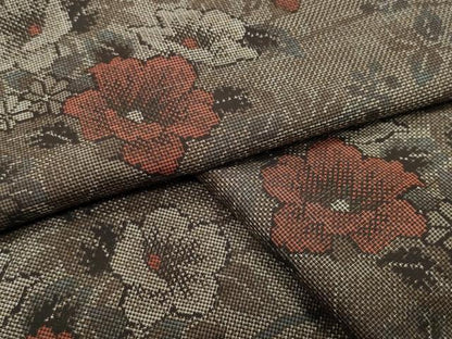 平和屋着物●本場大島紬　9マルキ　草花文　正絹　逸品　未使用　CABD9427gh