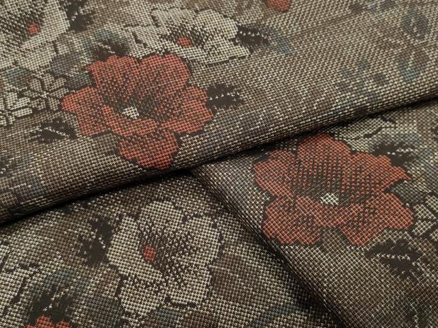 平和屋着物●本場大島紬　9マルキ　草花文　正絹　逸品　未使用　CABD9427gh