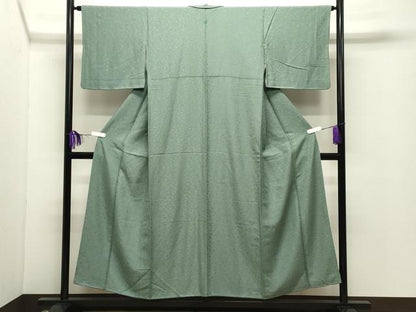 平和屋着物●上質な色無地　草花地紋　利休鼠色　正絹　逸品　CABD9428gh