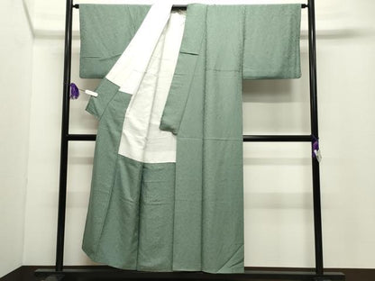 平和屋着物●上質な色無地　草花地紋　利休鼠色　正絹　逸品　CABD9428gh